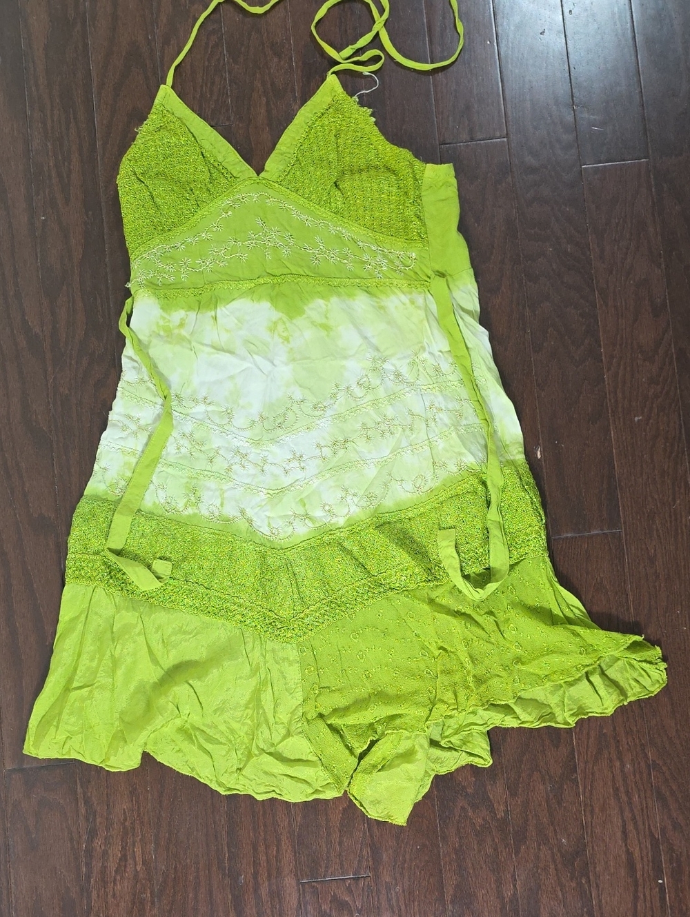 Advance Apparels Lime Green Lace-Detail Slip Dress